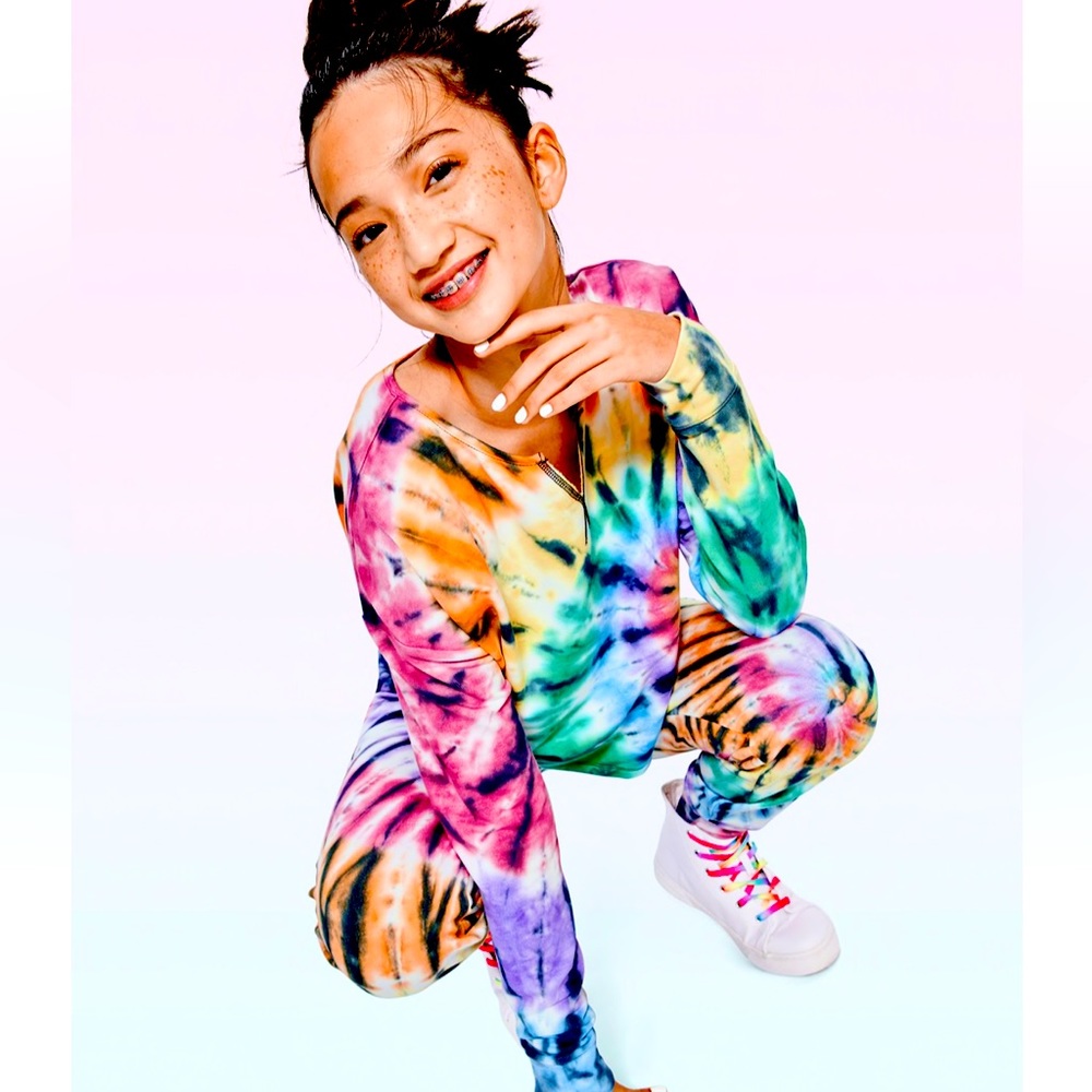 NWT Sugar & Jade Tie Dye Jogger Pants & Crop Top Tie-dye Rainbow Size L